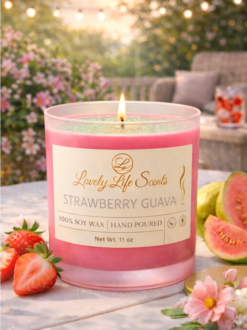 Strawberry Guava 11oz Soy Candle, Sweet Summer Scent from Lovely Life Scents - Picture 3 of 4